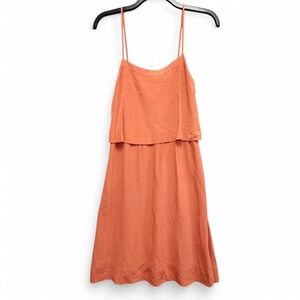 Madewell Overlay Cami Dress Womens 4 Burnt Copper Orange 100% Silk Travel Resort